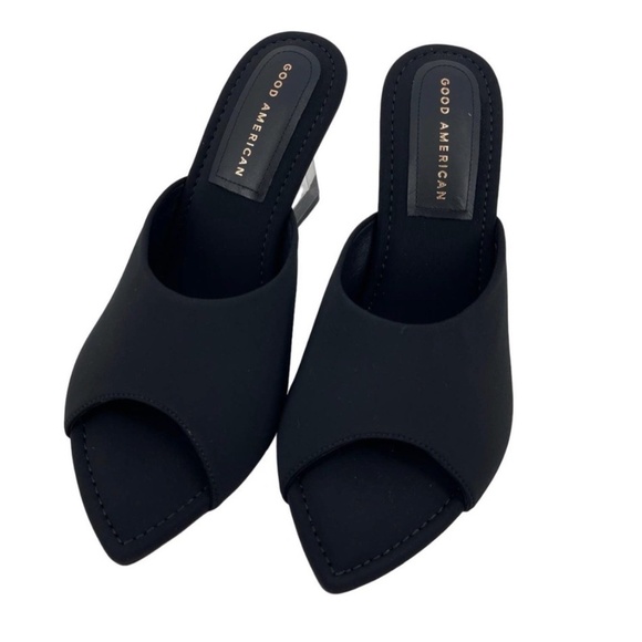 NIB- Good American Clear Wedge Sandals Size 9.5 Neoprene GA368N-X - Picture 7 of 7